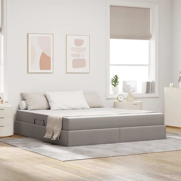 vidaXL Lit avec rangement et matelas Taupe 180 x 200 cm Polyester