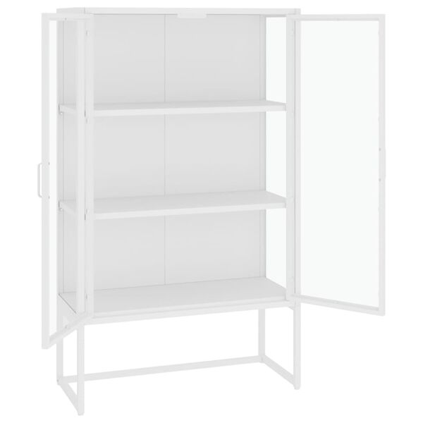 vidaXL Buffet haut Blanc 80x35x135 cm Acier et verre tremp&eacute;