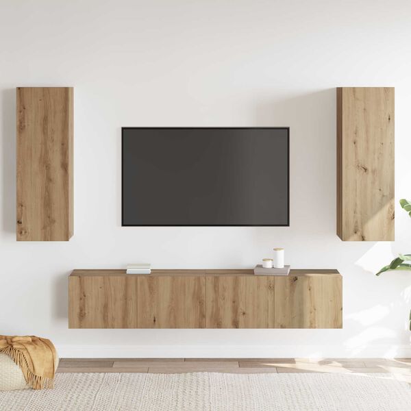 vidaXL Meubles TV muraux 4 pcs ch&ecirc;ne artisanal bois d'ing&eacute;nierie