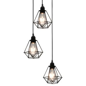 vidaXL Plafonnier avec design de diamant Noir 3 ampoules E27