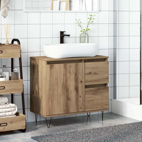 vidaXL Armoire de lavabo de salle de bain chêne artisanal 65x33x60 cm