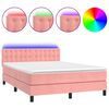 vidaXL Sommier &agrave; lattes de lit avec matelas et LED Rose 140x200 cm