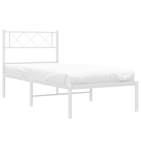 vidaXL Cadre de lit métal sans matelas avec tête de lit blanc 90x190cm