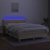 vidaXL Sommier &agrave; lattes de lit avec matelas LED Cr&egrave;me 140x200 cm Tissu