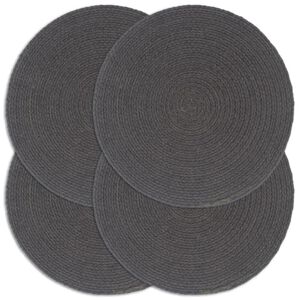 vidaXL Napperons 4 pcs Gris fonc&eacute; Plain 38 cm Rond Coton