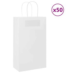 vidaXL Sacs en papier 50 pcs avec poign&eacute;es blanc 21x11x36 cm