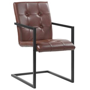 vidaXL Chaises &agrave; manger cantilever lot de 2 marron cuir v&eacute;ritable