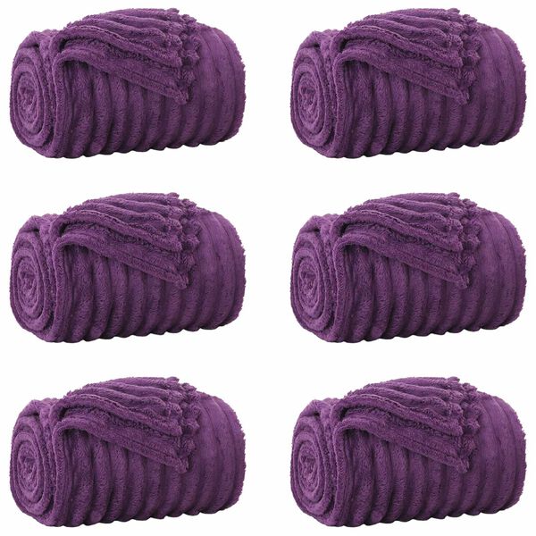 vidaXL Couvertures &agrave; jeter 6 pcs Violet 270 x 240 cm Toison