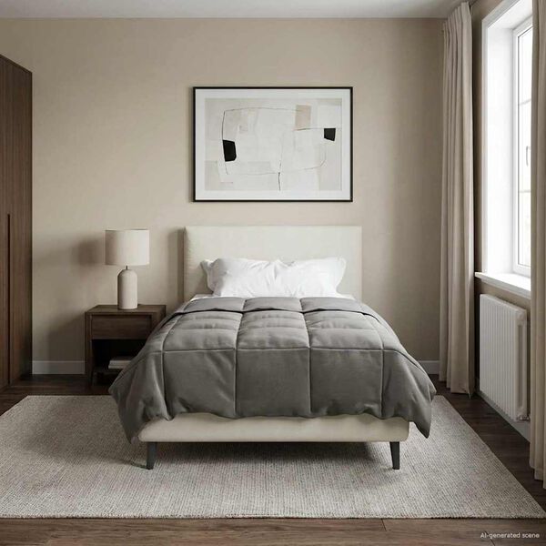 vidaXL Duvet complet toute l'ann&eacute;e Gris clair 155 x 200 cm Microfibre