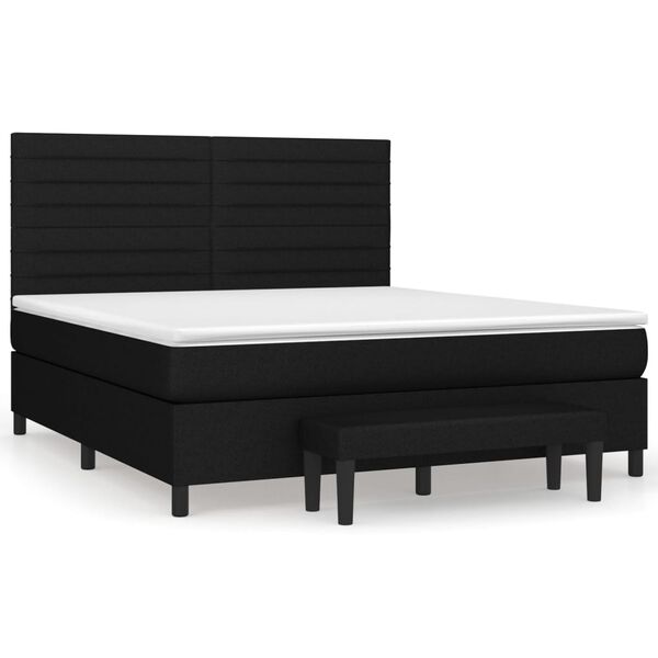 vidaXL Sommier &agrave; lattes de lit avec matelas Noir 160x200 cm Tissu