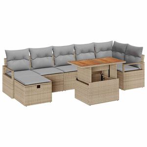 vidaXL Ensemble de canap&eacute; de jardin 8 pcs Beige polyrotin