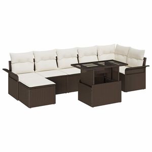 vidaXL Ensemble de canap&eacute; de jardin 8 pc Marron Poly rotin