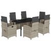 vidaXL Ensemble &agrave; manger de jardin et coussins 7 pcs gris clair rotin
