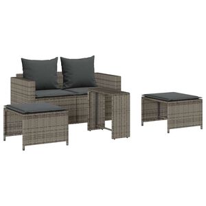 vidaXL Salon de jardin 5 pcs avec coussins empilable gris polyrotin