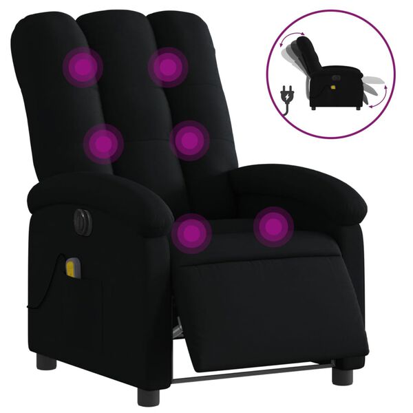 vidaXL Fauteuil de massage inclinable &eacute;lectrique Noir Tissu