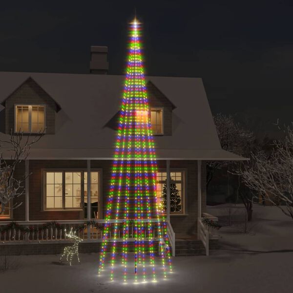 vidaXL Sapin de No&euml;l sur m&acirc;t de drapeau 1134 LED Color&eacute;es 800 cm