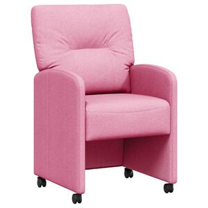 vidaXL Chaises de Salle &agrave; Manger avec Roues 2 pcs Rose 57 x 67 x 95 cm