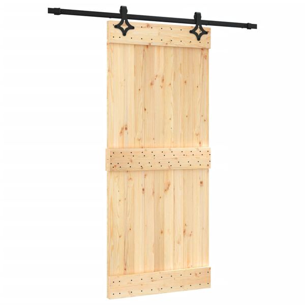 vidaXL Porte coulissante et kit de quincaillerie 90x210 cm pin massif