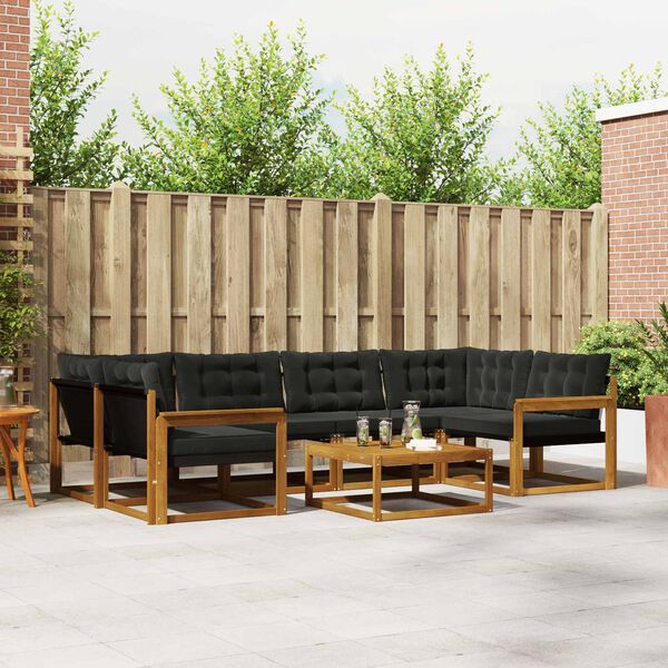 vidaXL Ensemble de canap&eacute;s d'ext&eacute;rieur 7 pcs Naturel et Noir