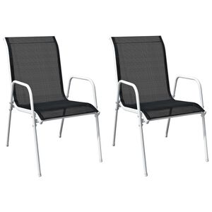 vidaXL Chaises empilables de jardin lot de 2 Acier et textilène Noir