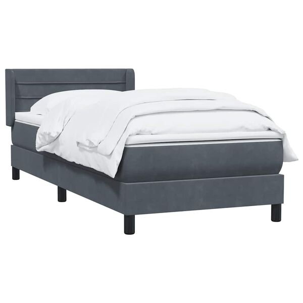 vidaXL Sommier &agrave; lattes de lit et matelas gris fonc&eacute; 90x210 cm velours