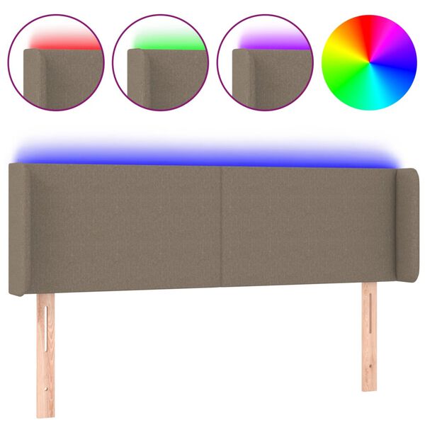vidaXL T&ecirc;te de lit &agrave; LED Taupe 147x16x78/88 cm Tissu