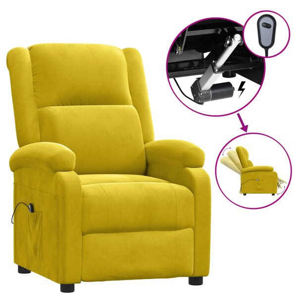 vidaXL Fauteuil inclinable &eacute;lectrique jaune velours