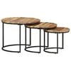 vidaXL Tables gigognes 3 pcs Bois de manguier brut