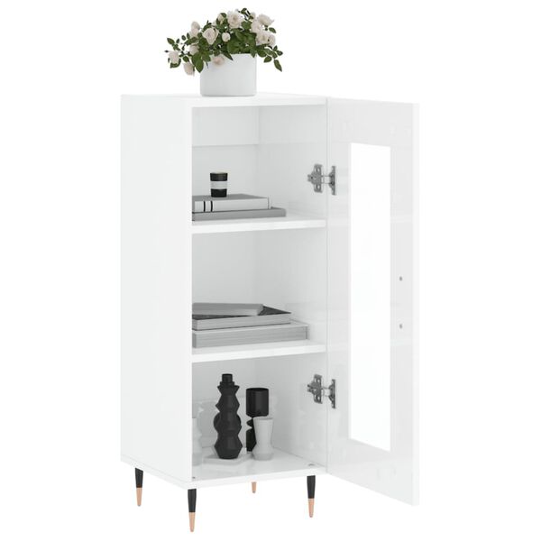 vidaXL Buffet Blanc brillant 34,5x34x90 cm Bois d'ingénierie