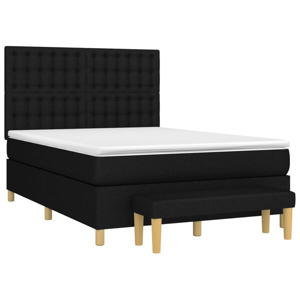 vidaXL Sommier &agrave; lattes de lit avec matelas Noir 140x200 cm Tissu