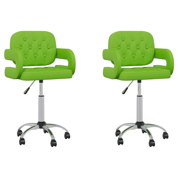 vidaXL Chaises pivotantes &agrave; manger lot de 2 vert similicuir