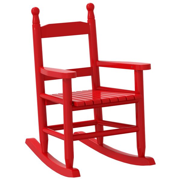 vidaXL Chaise &agrave; bascule enfants rouge bois de peuplier massif