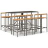 vidaXL Ensemble de bar jardin 9 pcs gris poly rotin/bois massif acacia
