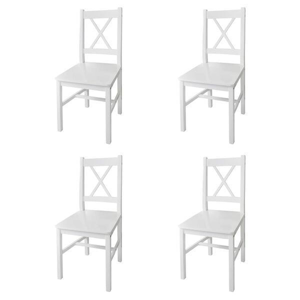 vidaXL Chaises &agrave; manger lot de 4 blanc bois de pin