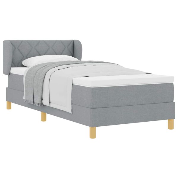 vidaXL Lit &agrave; ressorts avec matelas Gris clair 90 x 190 cm tissu