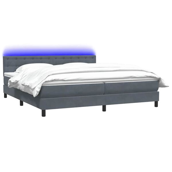 vidaXL Sommier &agrave; lattes de lit et matelas et LED gris fonc&eacute; 200x210cm velours