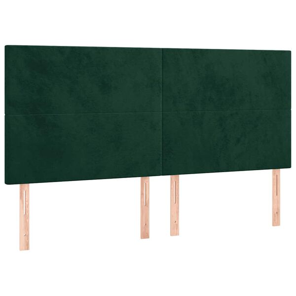 vidaXL T&ecirc;te de lit &agrave; LED Vert fonc&eacute; 160x5x118/128 cm Velours