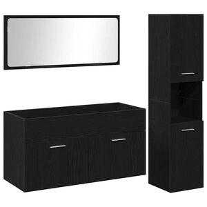vidaXL Ensemble de mobilier de salle de bain 3 pc Ch&ecirc;ne noir