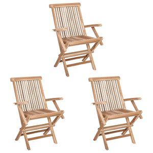 vidaXL Chaise de jardin pliante 3 pc Naturel Bois de teck massif