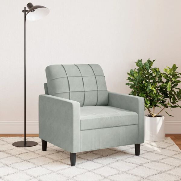 vidaXL Fauteuil Gris clair 60 cm Velours
