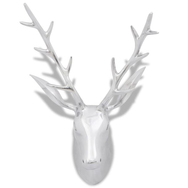 vidaXL Décoration murale de tête de cerf Aluminium Argenté 62 cm