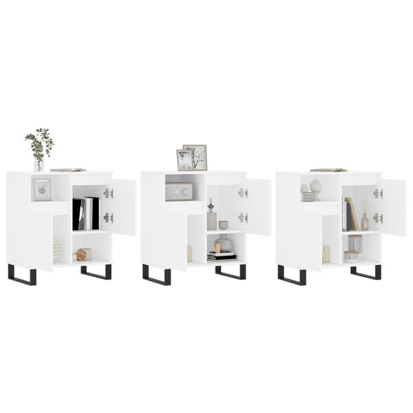 vidaXL Buffets 3 pcs Blanc Bois d'ingénierie