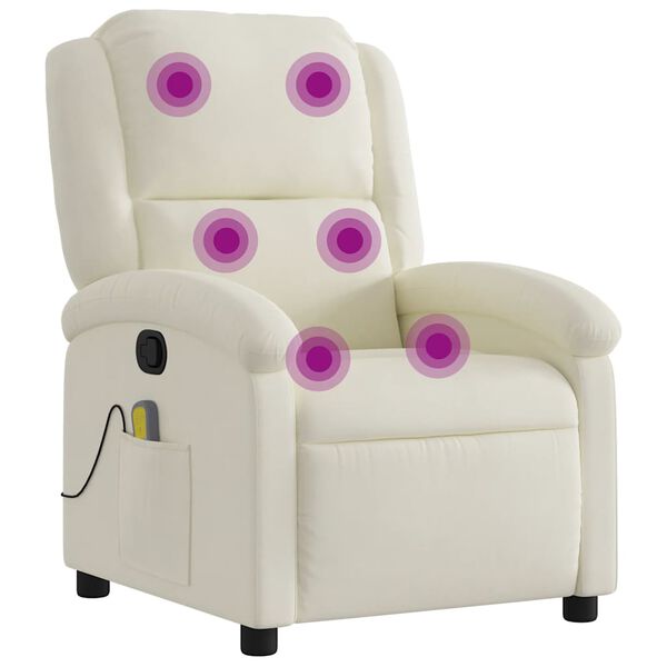 vidaXL Fauteuil de massage inclinable cr&egrave;me velours