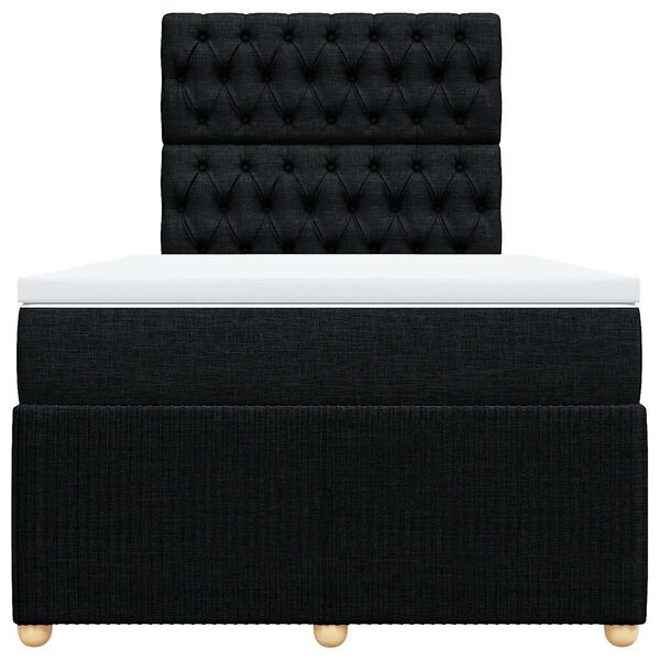 vidaXL Sommier &agrave; lattes de lit avec matelas Noir 120x200 cm Tissu