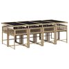 vidaXL Ensemble &agrave; manger de jardin et coussins 9 pcs m&eacute;lange beige