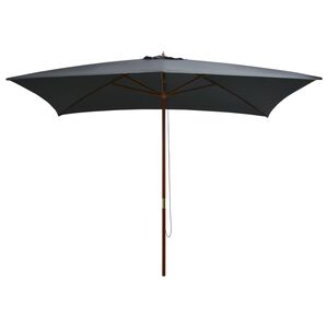 vidaXL Parasol d'ext&eacute;rieur avec m&acirc;t en bois 200x300 cm anthracite