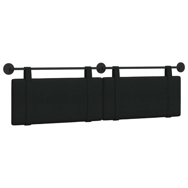 vidaXL T&ecirc;te de lit suspendue Montage mural Noir 190 x 55 x 5 cm tissu
