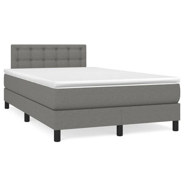vidaXL Sommier &agrave; lattes de lit avec matelas Gris fonc&eacute; 120x200cm Tissu