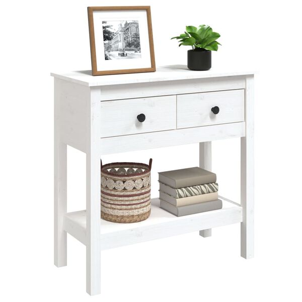 vidaXL Table console Blanc 75x35x75 cm Bois massif de pin