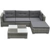 vidaXL Salon de jardin 5 pcs avec coussins R&eacute;sine tress&eacute;e Gris